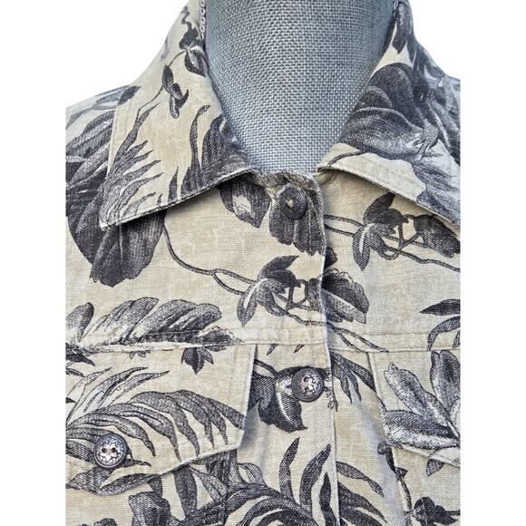Vintage 90s  Norm Thompson Jacket sz Small Linen-Look Palm Leaves - Picture 3 of 8